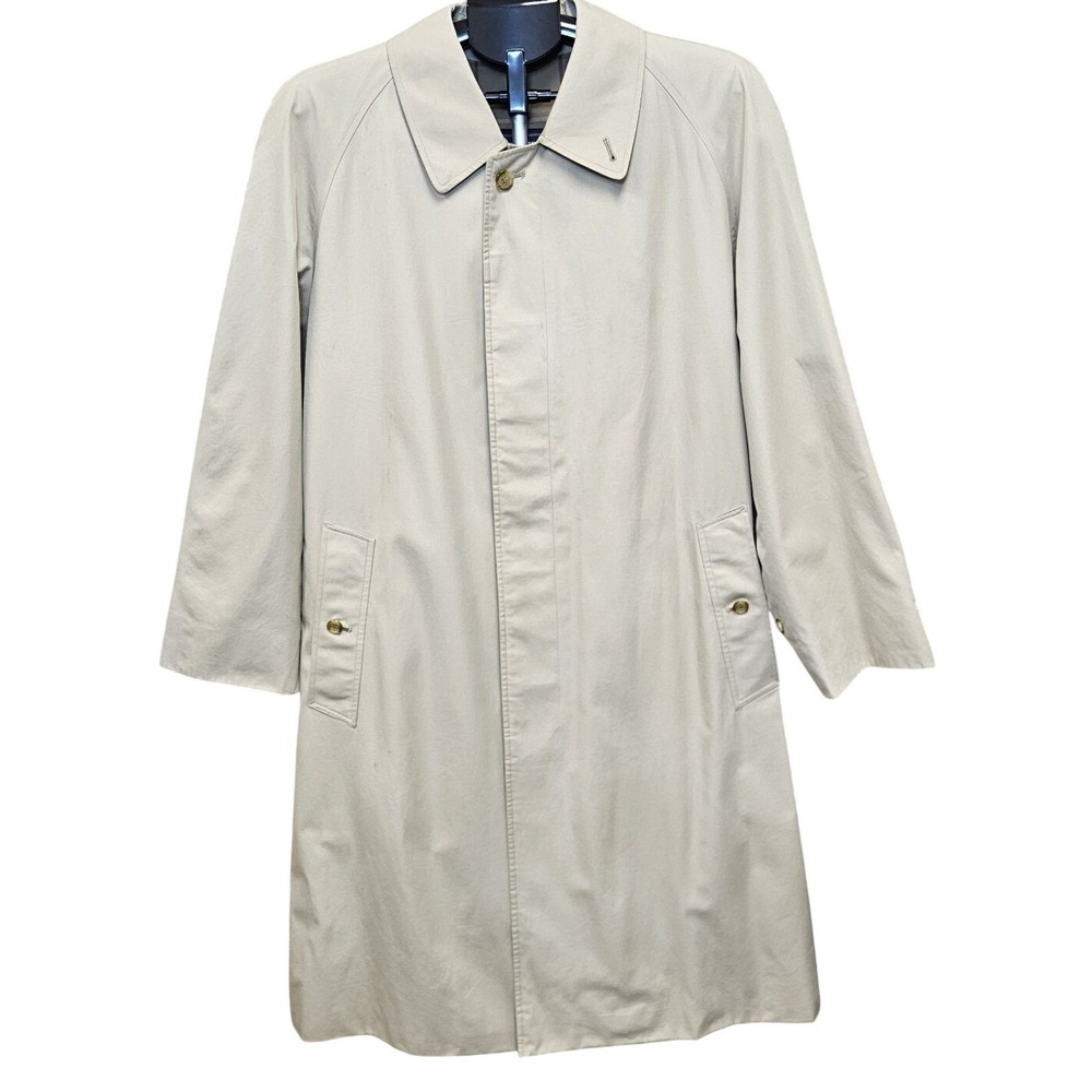 Burberry Maruzen Beige Nova Check Trench Coat Men XL Vintage 80s - Picture 1 of 16